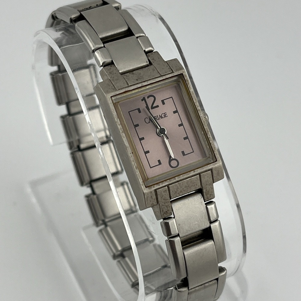 Carriage Timex Watch Women 18mm Case Silver‎ Stretch Band- New Battery